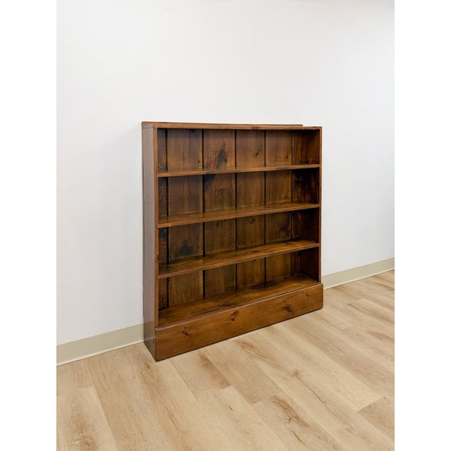 Mid-Century Modern Vintage MCM Solid Walnut Four Shelf Bookcase Shallow Display MidCentury Shelving For Sale - Image 3 of 17