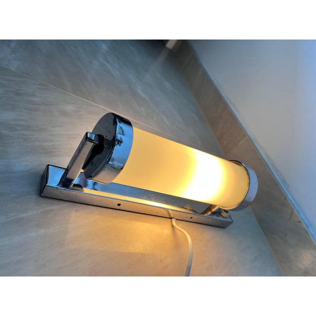 Bauhaus Bauhaus Chrome Milk Glass Wall Lamp, 1930s For Sale - Image 3 of 8