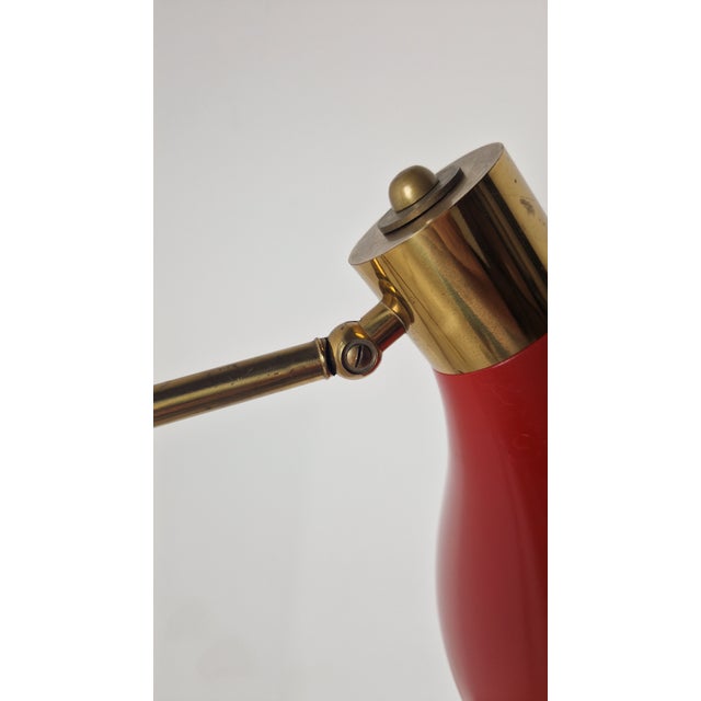 1950s Floor Lamp for Reading with Red Marble Base and Cone with Joint, 1950s For Sale - Image 5 of 18