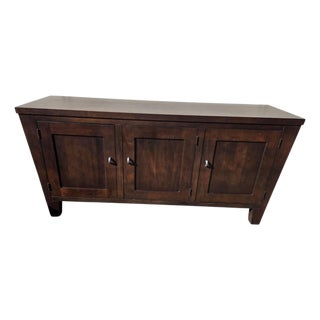 Vintage Ethan Allen Horizons Buffet Sideboard Dark Walnut Buffet Console Cabinet For Sale