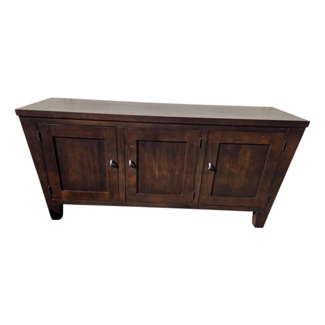 Vintage Ethan Allen Horizons Buffet Sideboard Dark Walnut Buffet Console Cabinet For Sale