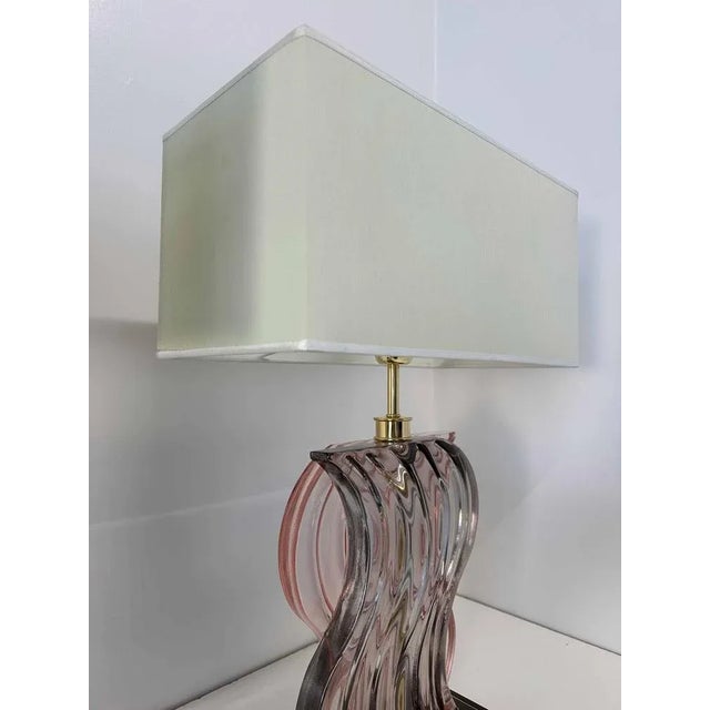 Art Deco Style Pink Murano Glass Table Lamps, 2000s, Set of 2 For Sale - Image 6 of 13