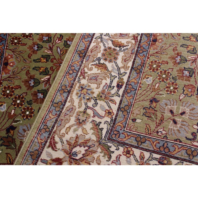 Olive Turkish Antique Hereke Wool & Silk Rug - 4'0''x6'0'' For Sale - Image 8 of 10