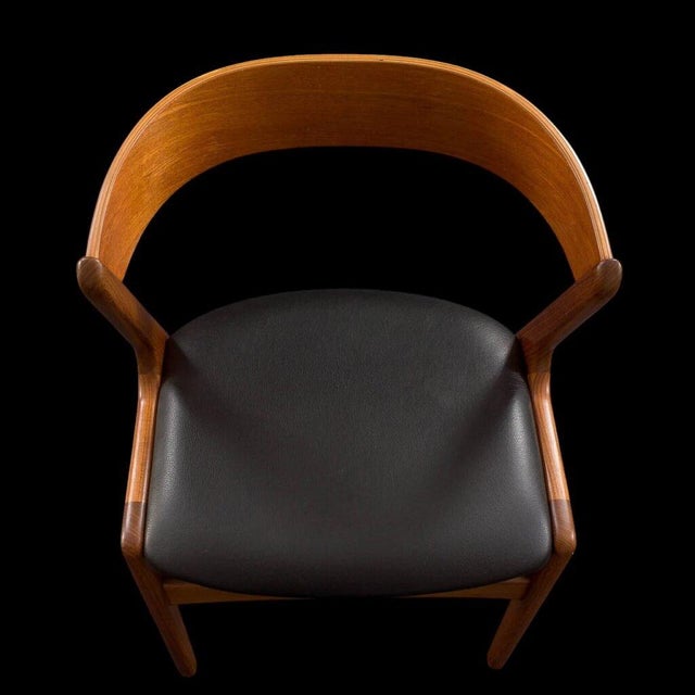 Danish Fire Chair in Teak and Black Leather by Kai Kristiansen, 1960s For Sale - Image 11 of 12