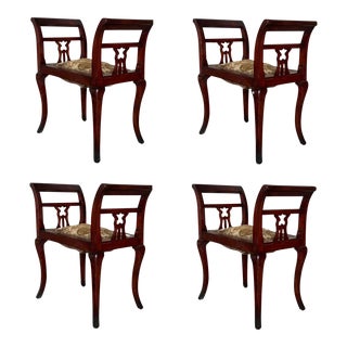 Set of 19th Century Carved Mahogany Chippendale Window Seats / Benches For Sale