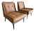 Mid Century Modern Lounge Chairs Newly Upholstered in Tan Leather - A Pair For Sale