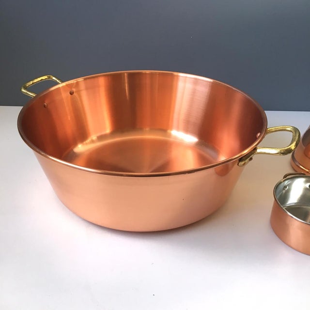 Portugal Copral Copper Basin and Pans 3 Piece Set Chairish