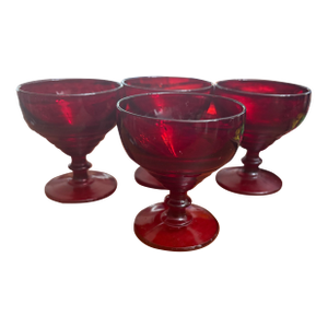1930s Paden City Ruby Glasses - Set of 4