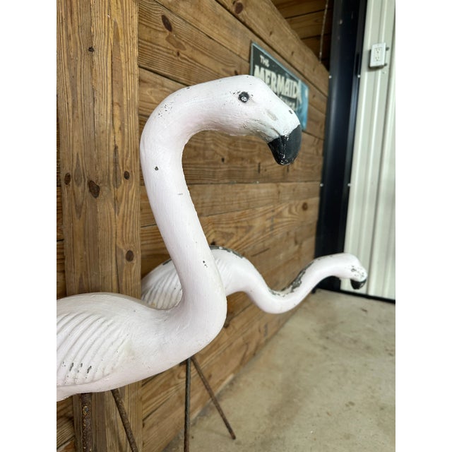 Early Mid-20th Century Coastal Concrete Flamingo Garden Ornaments-Pair For Sale - Image 10 of 12