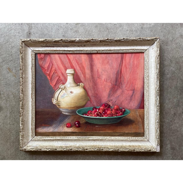 1920s Still Life Painting of a Bowl of Cherries by Irene Churchill Gardner, Framed For Sale - Image 6 of 6