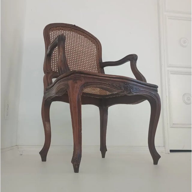 French Antique Walnut and Cane French Side Chairs- Set of 2 For Sale - Image 3 of 12