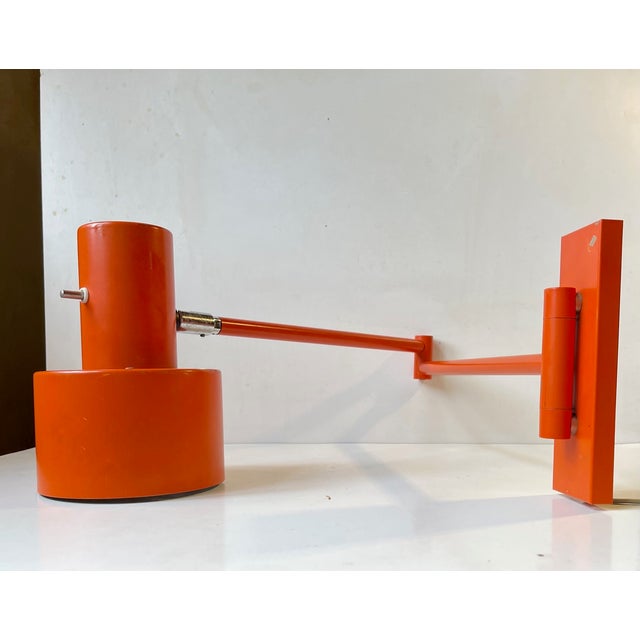 Mid-Century Modern Orange Scale Swing Arm Wall Lamp by Jo Hammerborg for Fog & Mørup, 1970s For Sale - Image 3 of 14