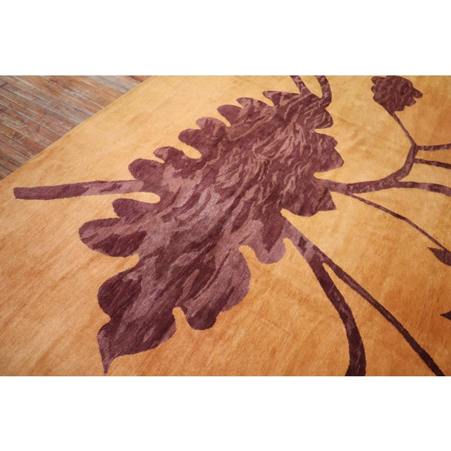 Zabihi Collection Modern Floral Orange Brown Oversize Tibetan Rug - 12'8" x 17'6" For Sale - Image 11 of 12