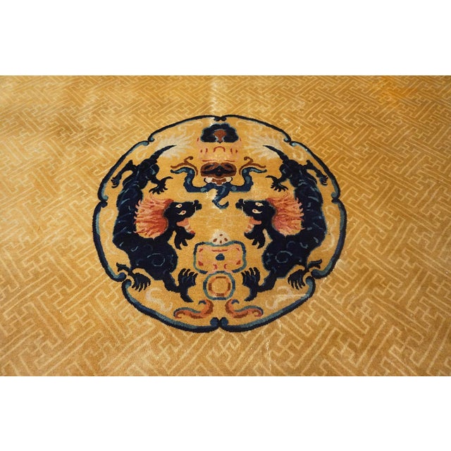 Textile Amazing Beige and Blue Color With Dragon Design Antique Chinese Rug For Sale - Image 7 of 8