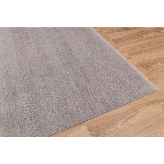 Contemporary 12' x 15' Savannah Hand Knotted Modern Grey Wool & Silk Rug For Sale - Image 3 of 17