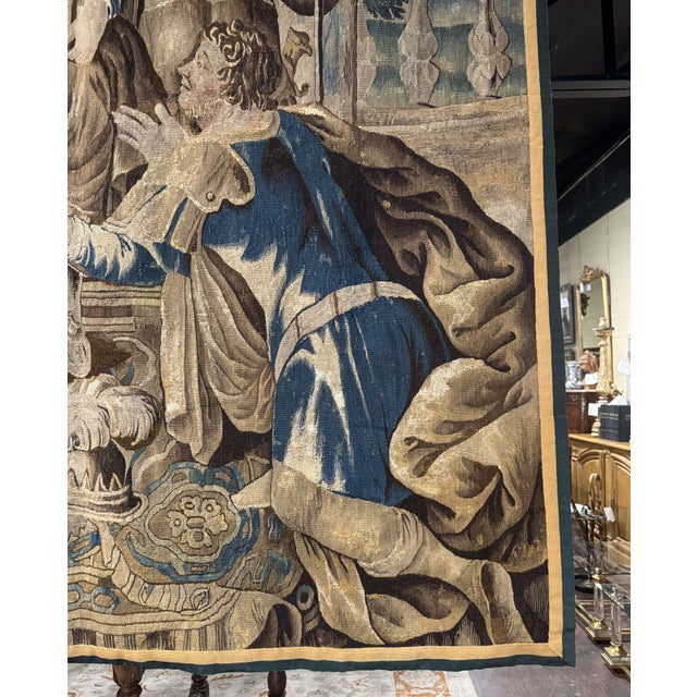 Tan Mid-18th Century French Aubusson Historical Tapestry of Alexander the Great For Sale - Image 8 of 15