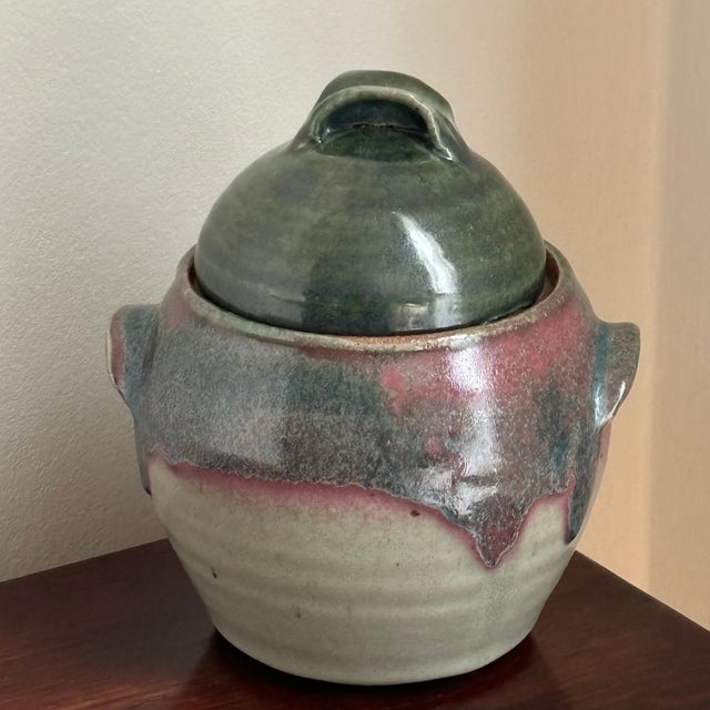 Vintage Studio Stoneware Jar W/Lid For Sale - Image 4 of 12