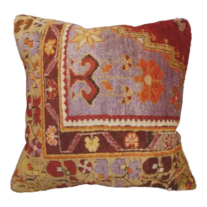 Turkish Vintage Hand Knotted Sitting Rug Pillow Cover
