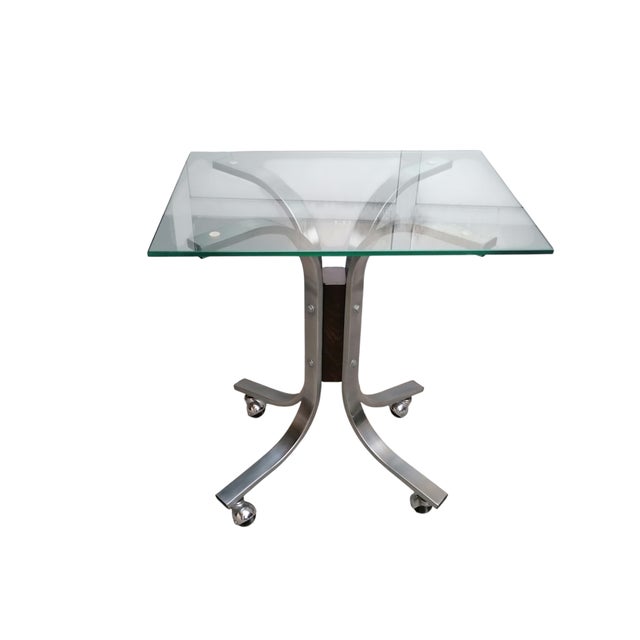 Vintage Space Age Steel and Glass Trolley Table, 1970s For Sale - Image 6 of 6