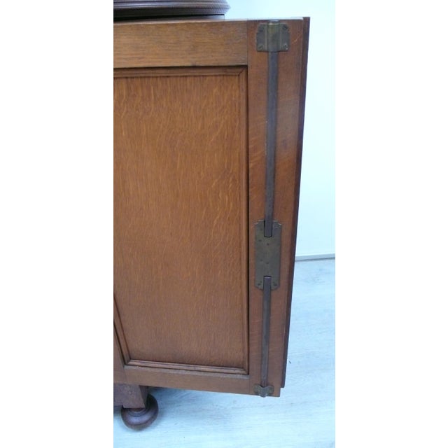 Sideboard Chiffonier with Mirror Top and Rounded Faceted Leaded Glass Doors, Germany, 1890s For Sale - Image 9 of 16