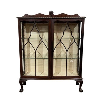 English Mahogany Display Cabinet, 1930s For Sale