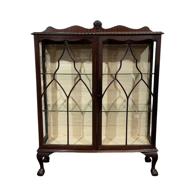 English Mahogany Display Cabinet, 1930s For Sale