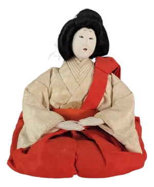 Antique Japanese Hina Matsuri Court Lady Doll Gofun Silk Kimono 5.5”