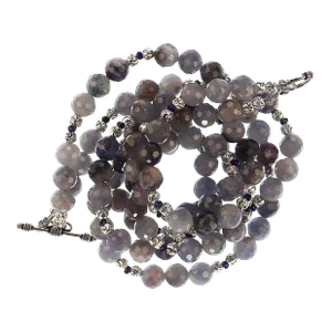 Two Strand Translucent Iolite Necklace With Silver Accents