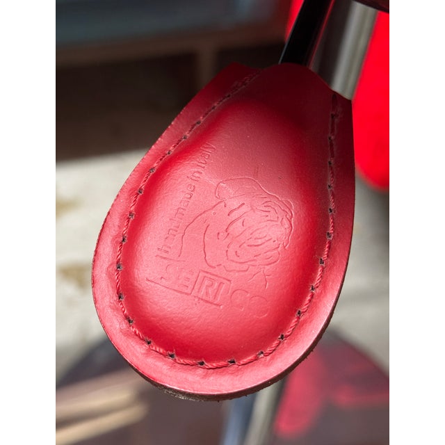 Pair of Contemporary Italian Chrome and Red Leather Barstools by Serico For Sale - Image 10 of 12