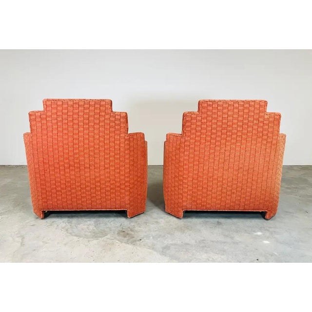 Orange Art-Deco Style Double Wide Skyscraper End or Easy Chairs After Paul T. Frankl For Sale - Image 8 of 10