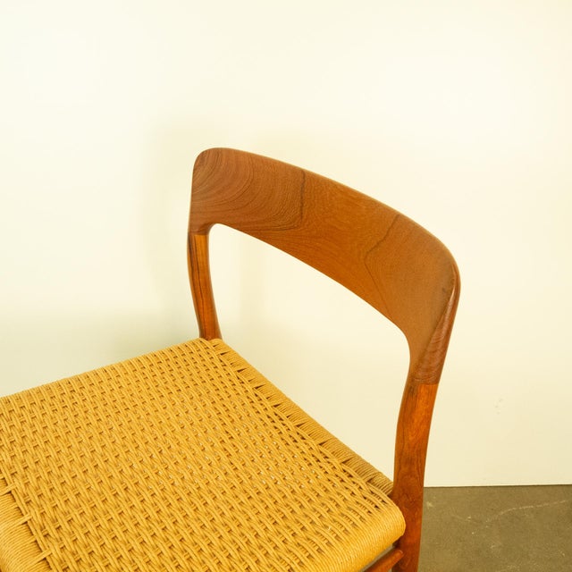Wood Dining Chair Model 75 in Teak and Paper Cord by Niels Otto Möller, 1960s For Sale - Image 7 of 16