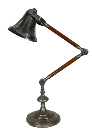 Adjustable Arm Table Lamp in Metal and Wood, 1920s