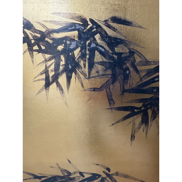 Wood Late 20th Century Traditional Style Japanese Byobu Folding Wall Screen - Signed For Sale - Image 7 of 8