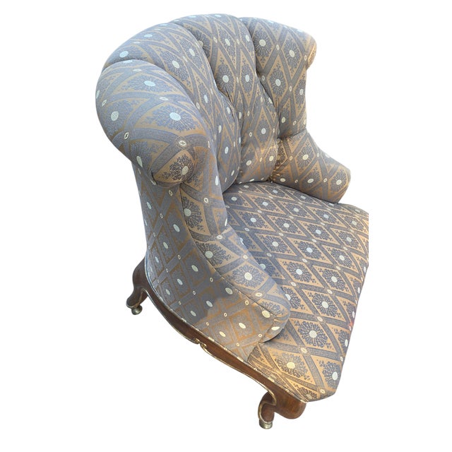 Traditional Marge Carson Boudoir Lounge Accent Chair French Tuffed Wingback Armchair Regency For Sale - Image 3 of 12
