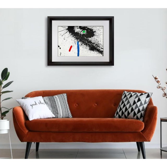 Abstract Joan Miro Framed Original Lithograph 71/100 | Dynamic Abstract Composition (1975) For Sale - Image 3 of 4