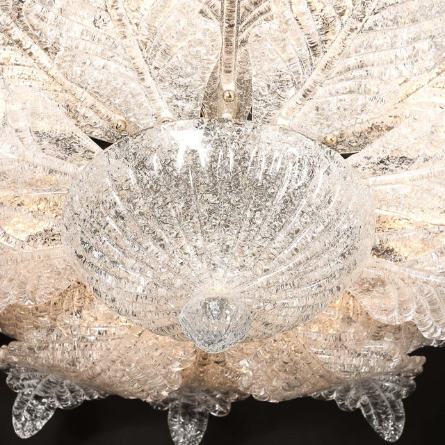 Modernist Hand-Blown Mottled Murano Glass Acanthus Flush Mount For Sale - Image 12 of 18