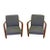 Blue 1960s Vintage Italian Modern Design Walnut Armchairs in Gray Blue Denim - a Pair For Sale - Image 8 of 8