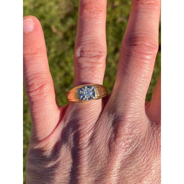 The Holbrook: Gentleman's Yellow Gold and Natural Diamond Ring For Sale - Image 11 of 12