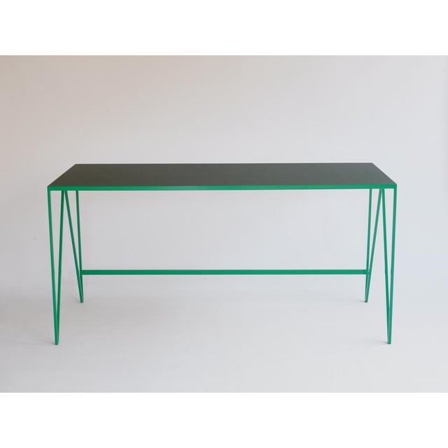 Forest Green Large Green Desk in Natural Linoleum from &New For Sale - Image 8 of 8
