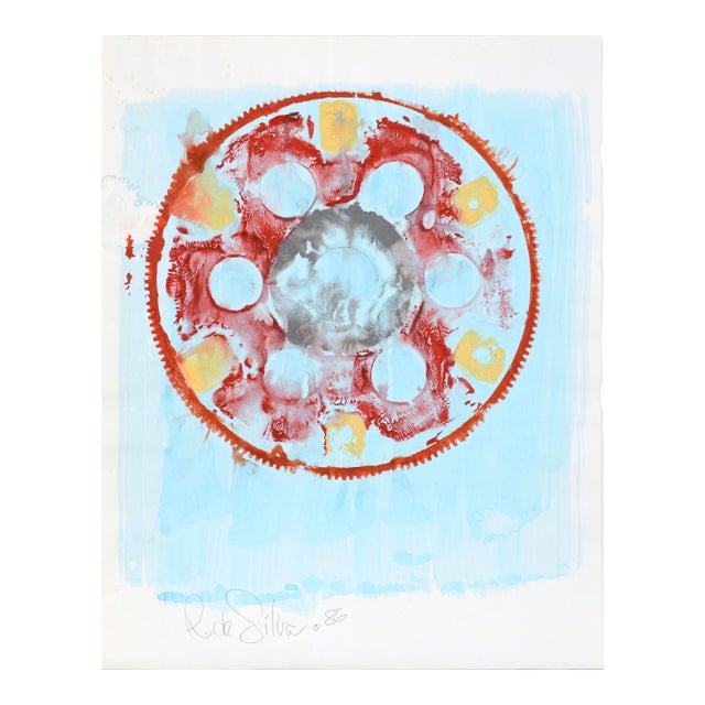 Get in Gear Ii- Geometric Abstract Expressionist Mandala in Acrylic on Paper by Ricardo De Silva For Sale