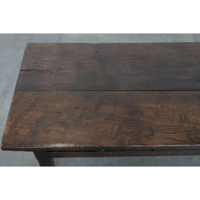 Antique 18th Century Southern European Coffee Table Made of Chestnut Wood with Two Drawers and a Patina For Sale - Image 6 of 17