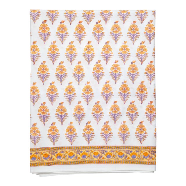 Juhi Flower Fitted Sheet, Queen - Yellow For Sale