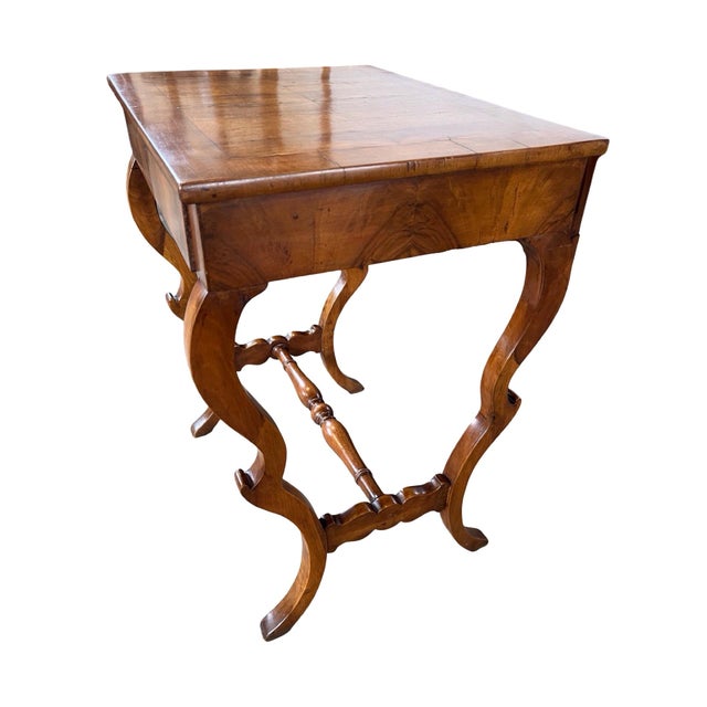 Carlo X Italian Walnut Side Table, 1820s For Sale - Image 6 of 16