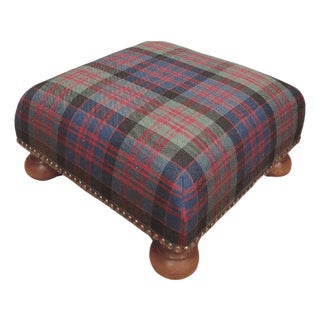 Scottish Tartan Wool Tapestry Footstool - Purple For Sale
