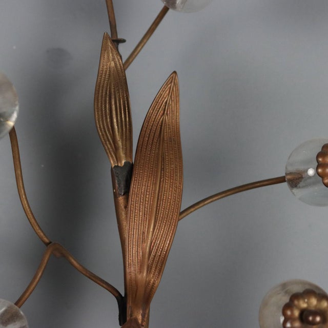 Italian Wall Lamps in Burnished Metal and Glass, Set of 2 For Sale - Image 5 of 7