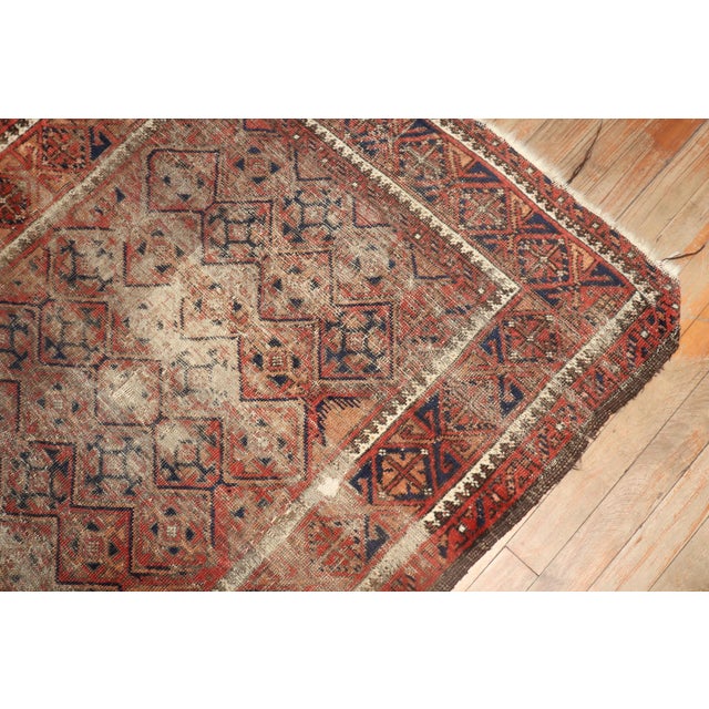 Brown 19th Century Zabihi Collection Tribal Brown Orange Distressed Persian Balouch Rug - 3'4" x 6'5" For Sale - Image 8 of 8