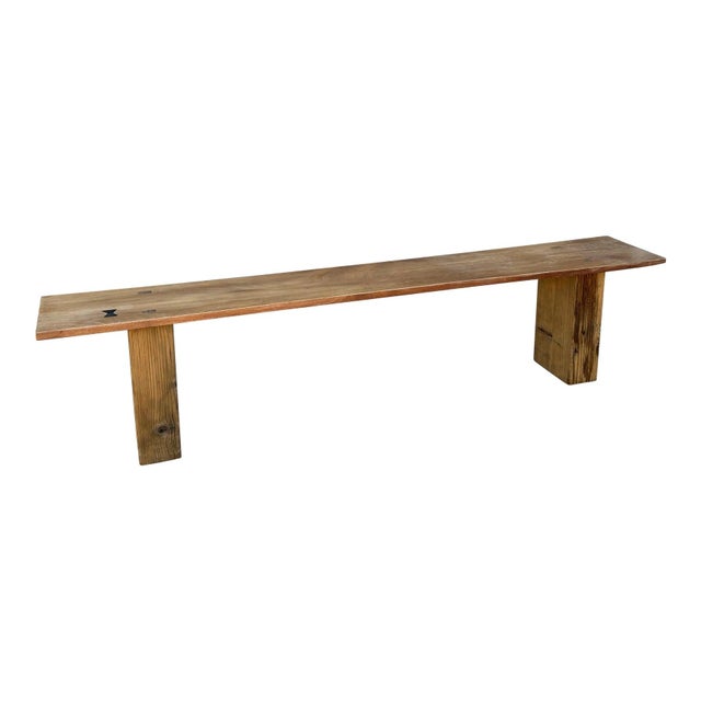 Contemporary 1990s Long Rustic Wooden Bench With Butterfly Plug For Sale - Image 3 of 12