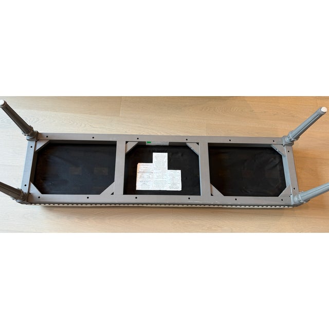 Restoration Hardware Maison End of Bed Bench - Antiqued Graphite With Sand Belgian Linen For Sale - Image 10 of 10