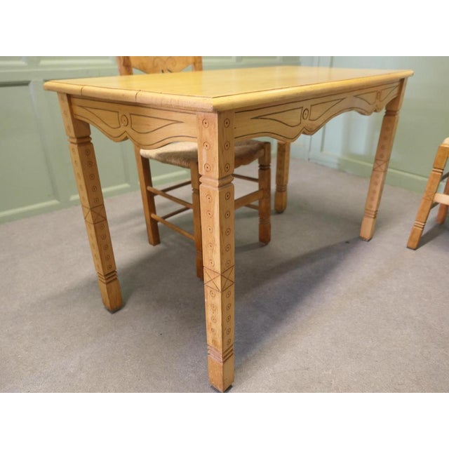 Country Style Carved Dining Table and Chairs, 1960s, Set of 5 For Sale - Image 4 of 8