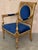 French Pair of Louis XVI Style Giltwood Armchairs With Blue Klein Velvet For Sale - Image 3 of 13